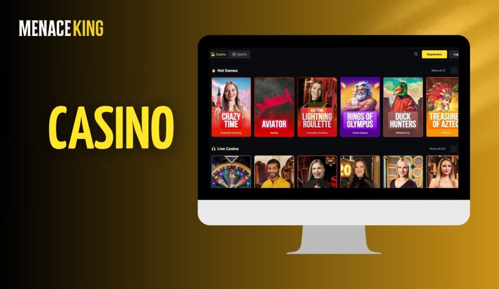 Casino games list at MenaceKing India site