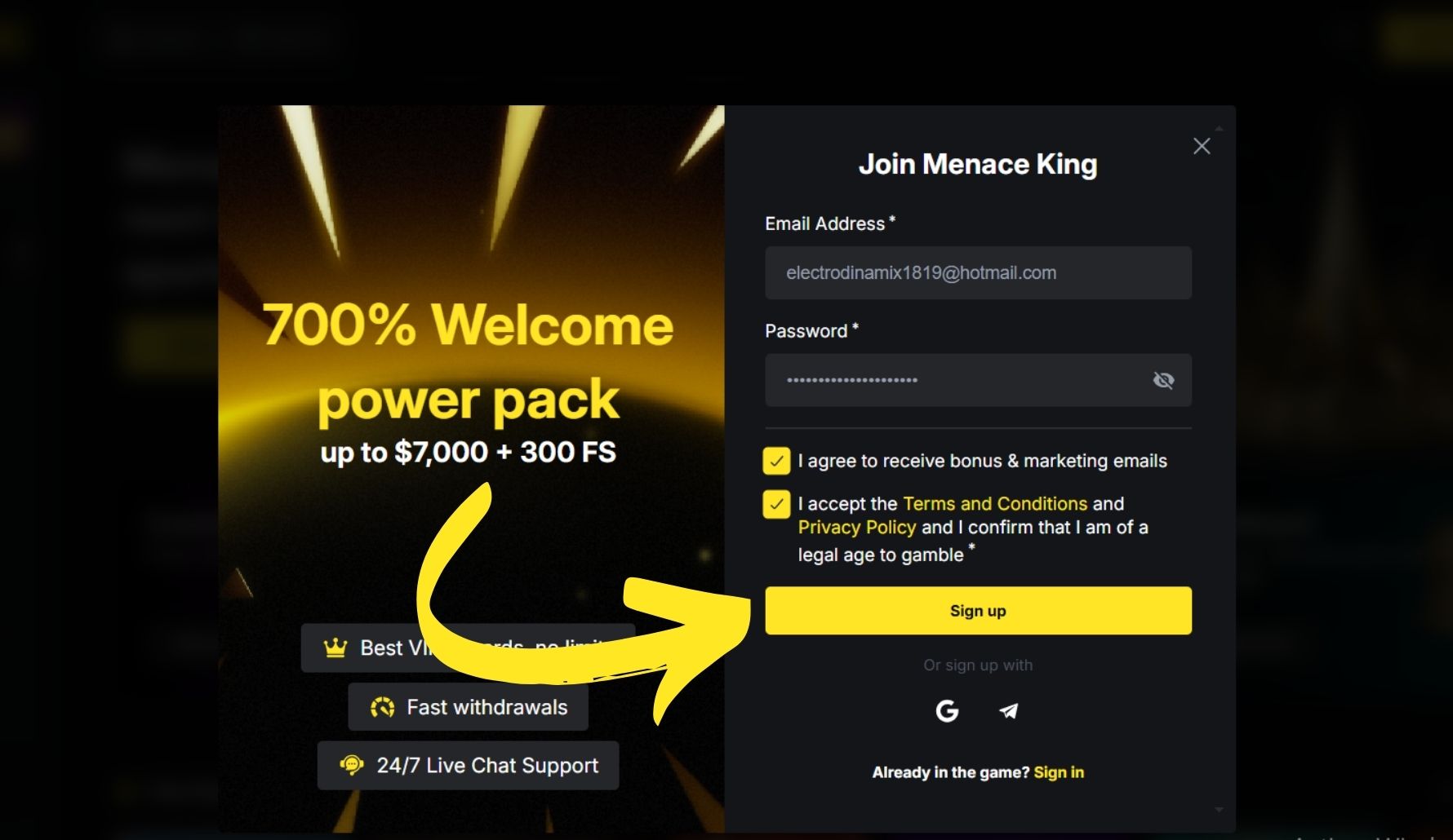 how to Confirm registration at MenaceKing India