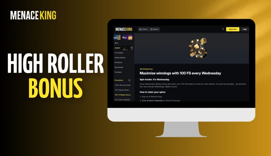 MenaceKing India High Roller Bonus review