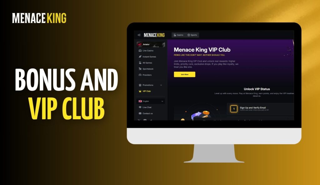 MenaceKing India Bonus and VIP Club info
