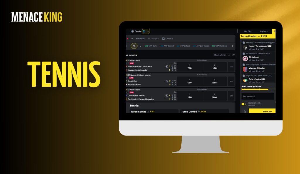 Tennis online betting at MenaceKing India